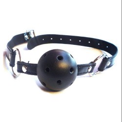 MORDAZA COLOR PIEL  NEGRO CON PELOTA NEGRA 5486