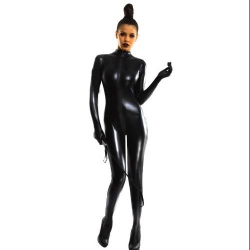 CATSUIT ENTERO WETLOOK 7273 COLOR NEGRO TALLA XL-2XL