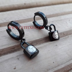 PENDIENTES EMBLEMA BDSM TRISKEL EN ACERO COLOR NEGRO S 7271