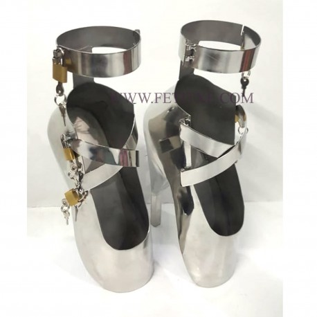 7188 STEEL METAL BONDAGE BALLET HEELS