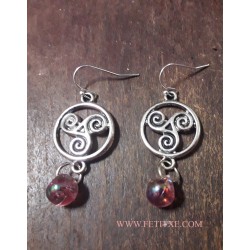 PENDIENTES DE ACERO CON TRISKELION Y PERLA DE SIRENA 7386