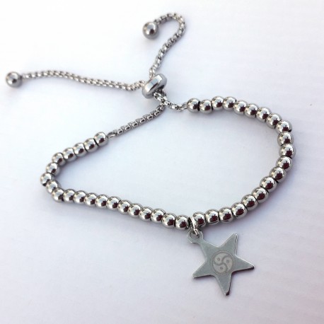 PULSERAS AJUSTABLE EN ACERO CON EMBLEMA BDSM TRISKEL ESTRELLA 7454