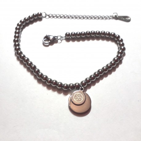 PULSERAS EN ACERO CON EMBLEMA BDSM TRISKEL CORAZÓN DUO 7454